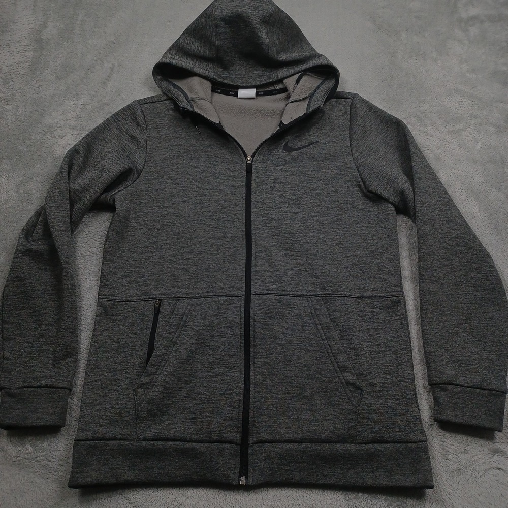 Nike Jacket Mens Small Gray Full Zip Therma Fit Activewear Casual Pockets